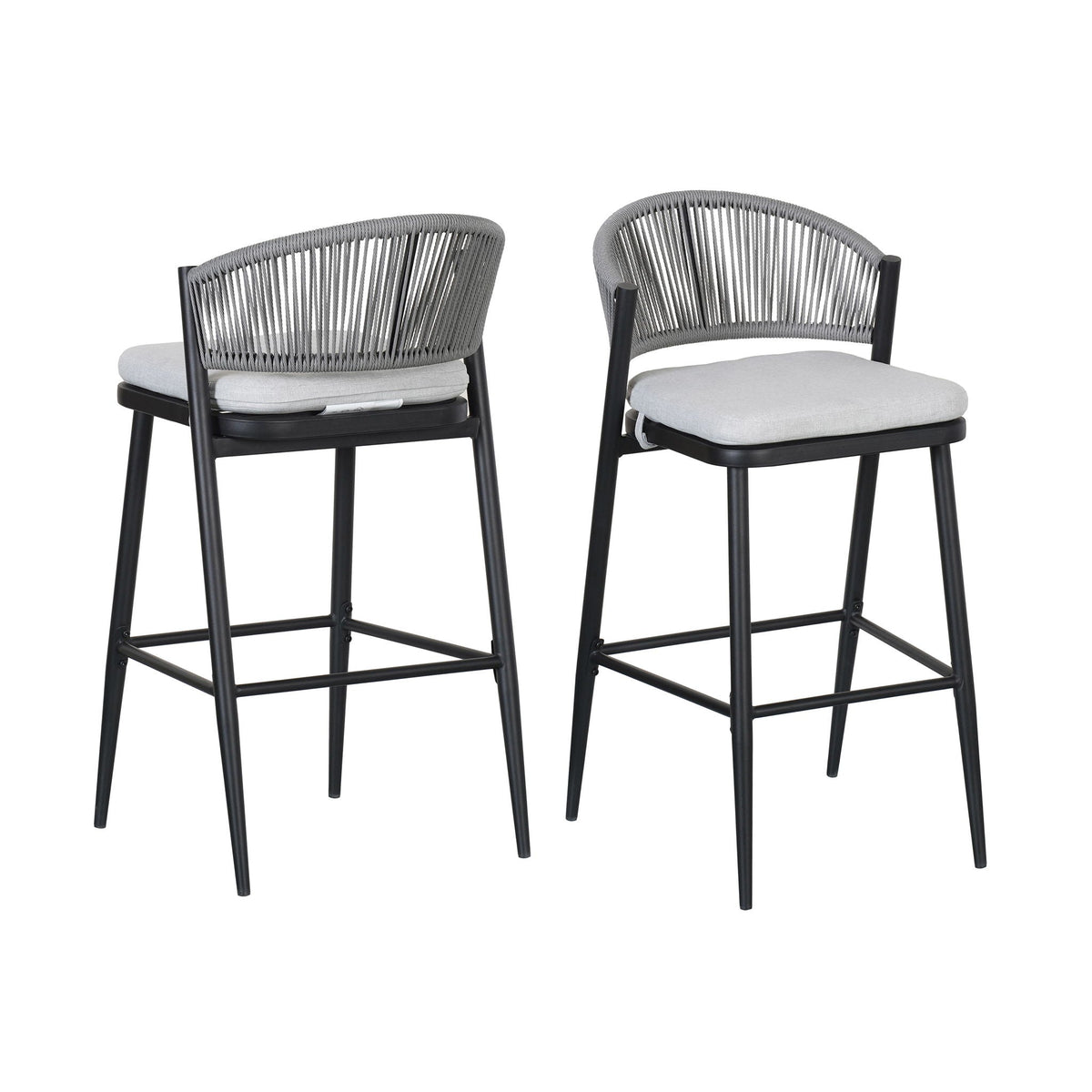 Outdoor Bar Height Metal Frame Counter Stools with Scallop-Shaped Backrest & Water-Resistant Cushions, photo 15 of 40