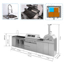 Blazon 147-Inch 6-Burner 120K BTU Outdoor Kitchen Island With Pizza Oven, Rotisserie & Refrigerator (SAK96429) by SAKSBY WHOLESALE