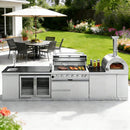 Blazon 147-Inch 6-Burner 120K BTU Outdoor Kitchen Island With Pizza Oven, Rotisserie & Refrigerator (SAK96429) by SAKSBY WHOLESALE