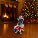 Christmas French Bulldog Statue, Holiday Dog Figurine in Santa Outfit