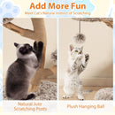 Cat Tree Solid Pear Wood with Perch and Natural Jute Scratching Posts-Brown by LJGDeals