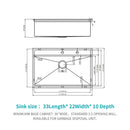 33" Drop In Kitchen Sink With Workstation, 16 Gauge Stainless Steel - Brushed Nickel by HouseOfZazla