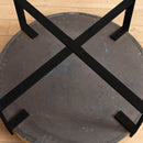 31.29"Modern Retro Splicing Round Coffee Table, Fir Wood Table Top with Black Cross Legs Base