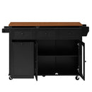 54.2'' Mobile Kitchen Island with Glass Door Storage & Trash Bin