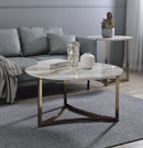 Aziz - Sintered Stone Top Round Coffee Table - White by HouseOfZazla