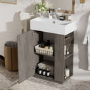 Bathroom Vanity With Sink, Freestanding Wood Grain Cabinet With Storage by Unique Piece Furniture