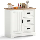 Farmhouse Sideboard Buffet Cabinet Kitchen Pantry with Sliding Doors-White by LJGDeals