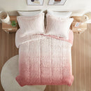 King/Cal King Ombre Shaggy Long Fur Comforter Mini Set