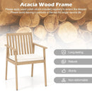 2 Pieces Patio Dining Chairs Outdoor Acacia Wood Chairs with Removable Padded Cushion by LJGDeals