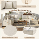 Modular 5 Seat U-Shape Sectional Sofa With Chaise Lounge, Built In Cup Holders And Storage Drawer