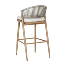 Outdoor Bar Height Metal Frame Counter Stools with Scallop-Shaped Backrest & Water-Resistant Cushions by HouseOfZazla