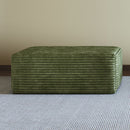 Green Plush Corduroy Sofa Ottoman