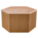 Hexagon Coffee Table With Fluted Design - Natural by HouseOfZazla