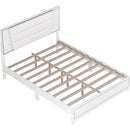 3-Pieces Bedroom Sets Queen Size Upholstered Bed with LED Lights, Nightstands and Dresser with Metal Handles and Sparkling Shiny Decoration, White