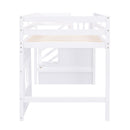 Loft Bed With Storage Staircase, Window & LED Light