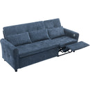 2-in-1 Sofa 82' Three-seater Sofa with Sofa Bed and Reversible Recliner, Blue Chenille