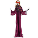 6 Feet Halloween Animatronic Standing Girl Holding Book with Sound-Activated Light-up Eyes and Moving Arms & Head by DirectDeals