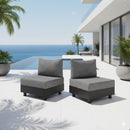 Modular Armless Chairs With Coffee Table For Garden (Set of 2) - Gray by HouseOfZazla