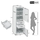 Freestanding Bathroom Vanity Tall With Damping Hinge Doors, Adjustable Shelves - White by Unique Piece Furniture