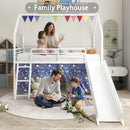 Jack - House Loft Bed With Slide And Curtain Set by HouseOfZazla