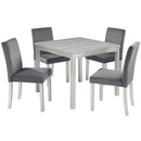 5 Pieces Wooden Dining Table Set, Square Table And 4 Upholstered Chairs by HouseOfZazla