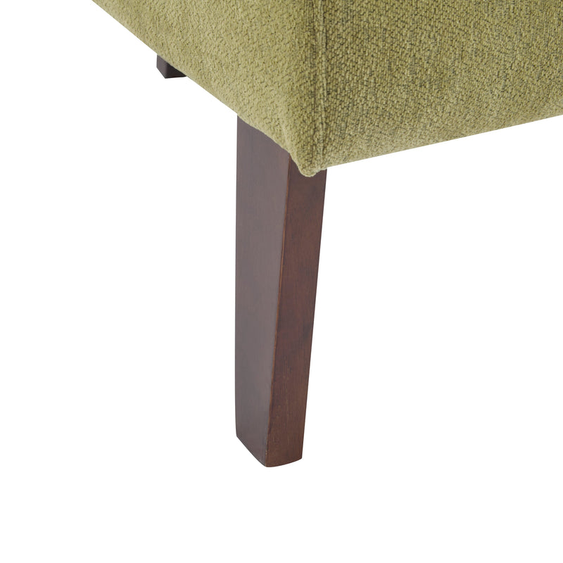 Modern Accent Chair with Round Back & Wooden Legs - Mid-Century Inspired Lounge Chair for Living Room, Bedroom, or Office - Soft Fabric Upholstery
