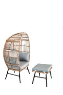 Outdoor Garden Wicker Egg Chair And Footstool Patio Chaise, With Cushions, Outdoor Indoor Basket Chair by HouseOfZazla