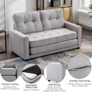 59.4" Loveseat Sofa with Pull-Out Bed Modern Upholstered Couch with Side Pocket for Living Room Office, Grey