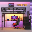 Loft Bed With Desk And Charging Station With Stairs And Light by Unique Piece Furniture