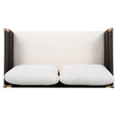 Outdoor Acacia Wood Loveseat with Diamond Rope Weave & Cushions, Light Teak by HouseOfZazla