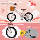 14 Inch Kids Bike Retro Bicycle with Adjustable Height and Basket for Ages 3-5 Years Old-