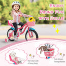 14 Inch Girls Bike with Doll Seat and Training Wheels by DirectDeals