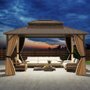 14 x 12 FT Hardtop Gazebo Outdoor Pergola for Patio Garden Deck Lawn Backyard Party Tent-Coffee by LJGDeals