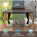 14 x 12 FT Hardtop Gazebo Outdoor Pergola for Patio Garden Deck Lawn Backyard Party Tent-Coffee by LJGDeals