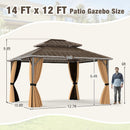 14 x 12 FT Hardtop Gazebo Outdoor Pergola for Patio Garden Deck Lawn Backyard Party Tent-Coffee by LJGDeals