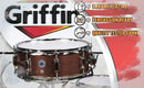 GRIFFIN Snare Drum | Poplar Wood Shell 14" x 5.5" with Flat Hickory PVC | 8 Metal Tuning Lugs & Snare Strainer Throw Off | Percussion Instrument with Drummers Key, Coated Head | Marching Kit Set by GeekStands.com