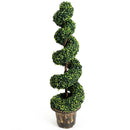2 Pieces 4 Feet Artificial Décor Green Boxwood Spiral Tree Set by LJGDeals