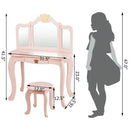 Kids Makeup Dressing Table with Tri-folding Mirror and Stool by LJGDeals