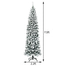 7.5 Feet Pre-lit Snow Flocked Artificial Pencil Christmas Tree with LED Lights by LJGDeals