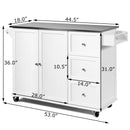 Kitchen Island 2-Door Storage Cabinet with Drawers and Stainless Steel Top