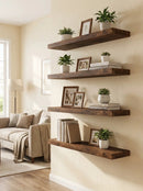 Floating Shelves Set of 4 – 15.8" Wall Shelves with Invisible Brackets by 2Dropme
