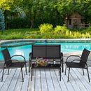 4 Pieces Patio Furniture Set with Glass Top Coffee Table by LJGDeals