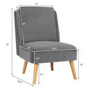 Velvet Accent Armless Side Chair with Rubber Wood Legs for Bedroom by LJGDeals