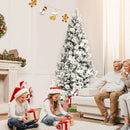 7 Feet Snow Flocked Christmas Tree with Poinsettia Flowers by LJGDeals