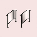 Outdoor Stair Handrail for 1–4 Steps, Adjustable Black Steel Railing by 2Dropme