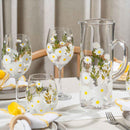 Daisy Painted Stemless Wine Glasses by Jersey Art Glass