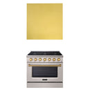 Akicon 36" Stainless Steel Range Hood with 600 CFM Insert & 6-Burner Gas Range Combo – Powerful Ventilation, Convection Oven, Multiple Finishes