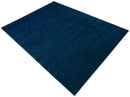Modern Blue Solid Design Hand Loomed Wool Area Rug