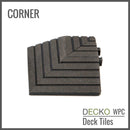 Deck Tile <b>Corner Ramp Edge</b> - for Premium WPC Interlocking Tiles | DECKO (3.1" x 3.1" x 0.8") - (One Piece)