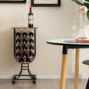 14 Bottles Wine Rack with Detachable and Lockable Wheels-Black by LJGDeals